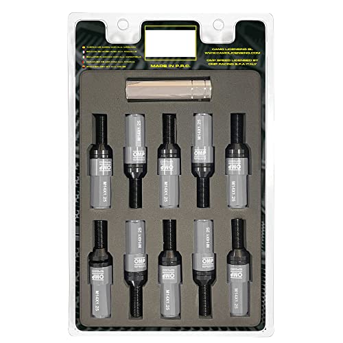 Omp Speed - Set Di Viti Performance Con Protezione In Alluminio, M14X1.25, Hex: 17-19, L: 28 Mm, Colore: Grigio