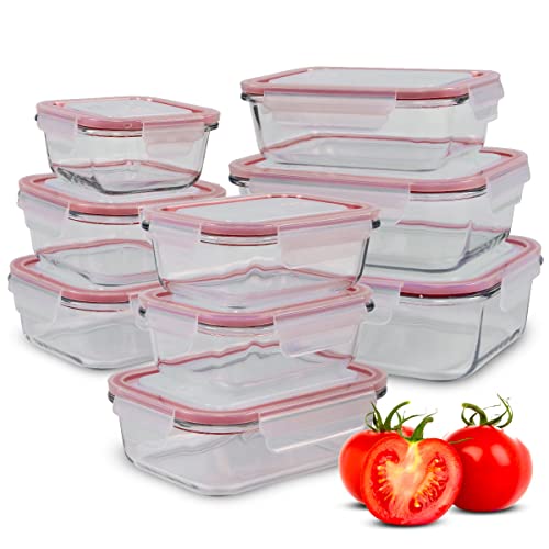 Classbach Contenitori Salvafreschezza In Vetro Con Coperchio, Set Da 9 Barattoli, Adatti Per Forno A Microonde, Lavastoviglie E Freezer, Scatole Meal