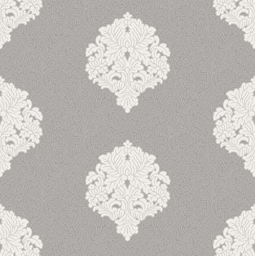 Holden Decor Carta Da Parati Damascata Opus Floriana Grigia