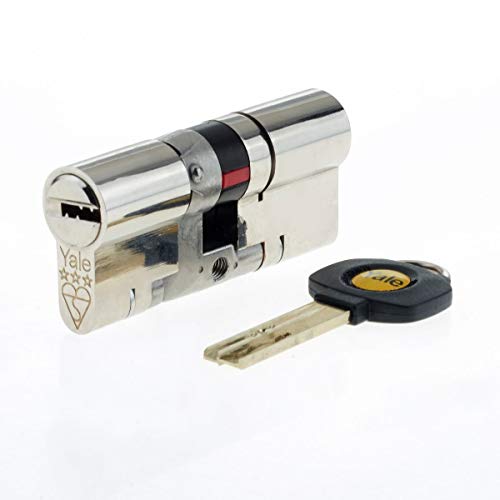 Yale B-Ys3-4555N Anti-Snap 3 Stelle Euro Doppio Cilindro, Alta Sicurezza, 45:55 (95Mm), Finitura In Nichel