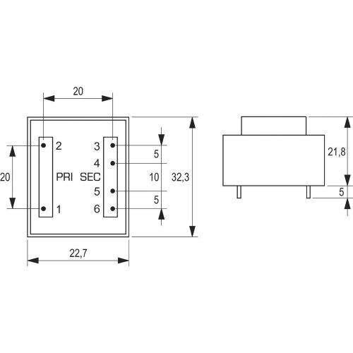 Block Vb 1,0/2/6 - Trasformatore Di Stampa, 1 X 230 V, 2 X 6 V/Ac, 1 Va 166 Ma