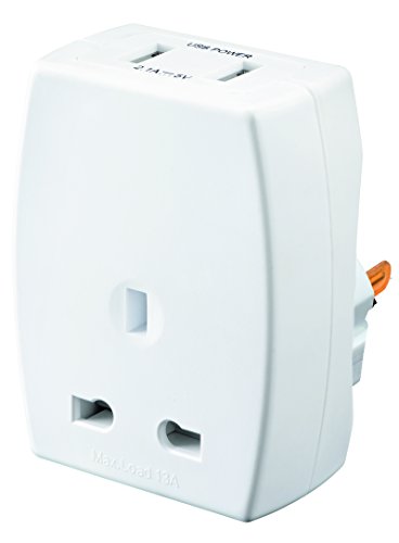 Masterplug Tausbusa2-Mp Usb Caricabatteria Da Viaggio, Bianco