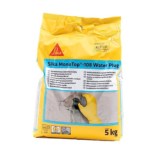 Sika - Sika Monotop 108 Waterplug, Grigio - Miscela Cementizia A Presa Istantanea - Pronta All'Uso - Per Infiltrazioni D'Acqua - Sacchi Da 5Kg