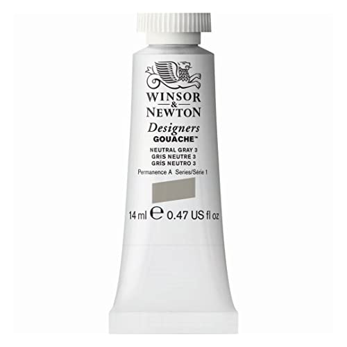 Winsor & Newton Designers Gouache, Vernici Fine Per Artisti, Pigmenti Di Qualità, Copertura Ottimale, Qualità D'Archivio, Tubo Da 14 Ml - Grigio Neutr