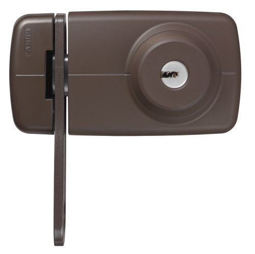 Abus 532771 7035 B - Serratura Per Porta Con Cilindro Interno Ed Esterno E Gancio Di Sicurezza, Colore: Marrone