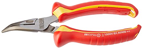 Usag U00810113 Pinza Isolata 1000V A Becchi Mezzotondi Piegati 45°, Rosso