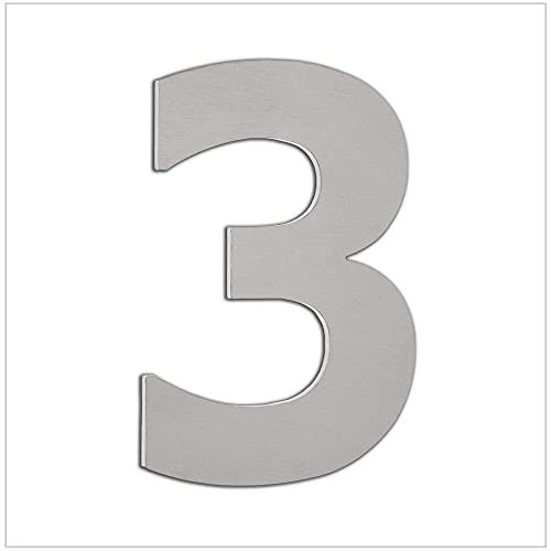 Evi Herrajes | Numero Adesivo Per Case In Acciaio Inossidabile | Nº 3 | 120 Mm | Per Muri, Facciate, Portoni O Porte | Per Esterni E Interni | Mod.064