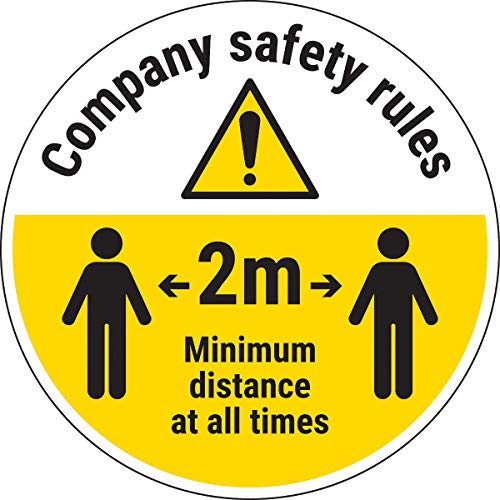 V Safety Cv005Bb-Fs Vsafety Company Rules – Keep 2 M Distance 300 Mm X 300 Mm Autoadesivo