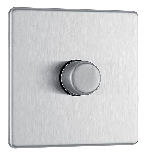 Bg Electrical Fbs81P-01 - Interruttore Singolo Dimmer Senza Viti, In Acciaio Spazzolato, 2 Vie, 400 W