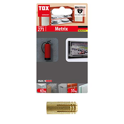 Tox Tassello Ad Espansione In Ottone Metrix M6X22 Mm, 8 Pz, 026700031, Dorato