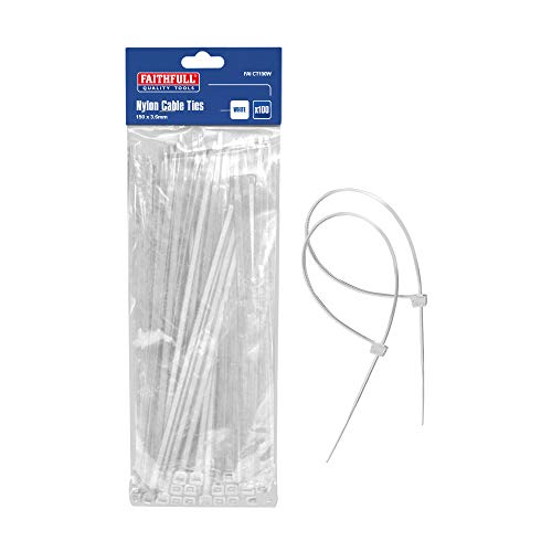 Faithfull Cable Ties (100) White 150Mm X 3.6Mm
