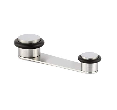 Evi Herrajes | Fermaporta Con Fermo Girevole | Fermaporte Per Porte Fino A 50 Mm | Gomma Nera | Acciaio Inox Finitura Opaca | Compresi Utensile, Vite