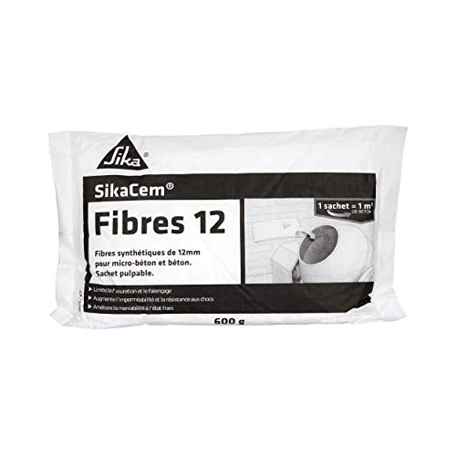 Sika Cem Fibre 12, Fibre Sintetiche 12 Mm Per Microcalcestruzzo E Calcestruzzo, 600 G, Bianco