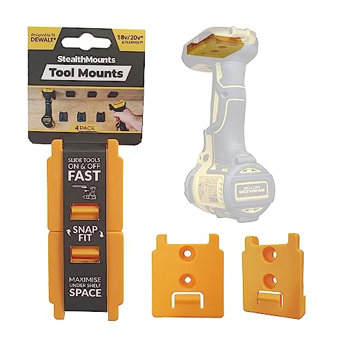 Stealthmounts Portautensili Per Dewalt Max + Xr + Flexvolt | Supporti Per Utensili Elettrici Dewalt 18V + 20V + 54V + 60V | Confezione Da 4 | Organize