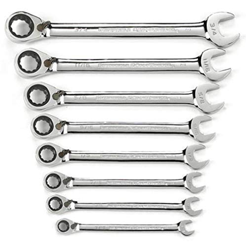 Gearwrench Set Di Chiavi Combinate A Cricchetto Reversibili, Sae, 9533N, 8 Pezzi