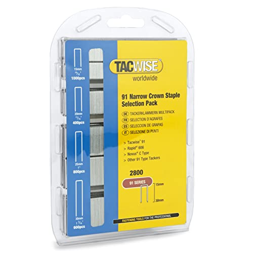 Tacwise 0204 Punti A Corona Stretta Galvanizzati Tipo 91 Da 15 Mm A 30Mm, Confezione Da 2800