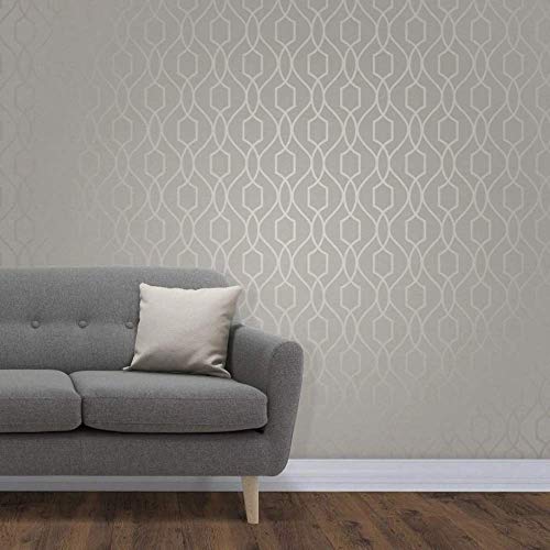 Fine Décor Fd41997 Uk Apex Traliccio Sidewall Wallpaper, Colore: Tortora/Grigio