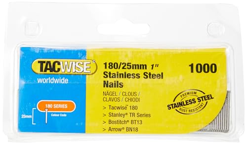Tacwise 1066 3.1/90Mm Chiodi A Bobina Lucidi (Appuntiti), Argento, 25 Mm, Set Di 1000 Pezzi