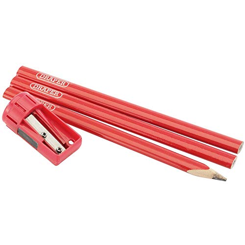 Draper - Set Di Matite E Temperamatite, Rossa