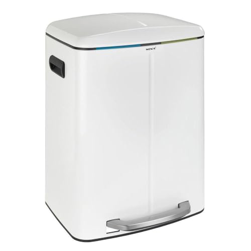 Wenko 54911100 Cubo Con Pedal Easy 2X20L Primo Blanco, Bianco, Large