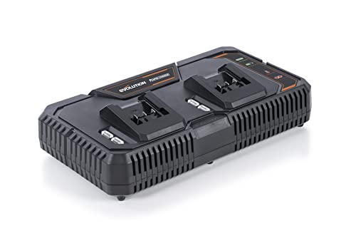 Evolution Power Tools R18Rch-Li2 Doppio Caricatore Rapido Per Batterie Li-Ion Ext 18V, Compatibile Con Erbauer Ed Evolution, Ideale Per Seghe E Trapan