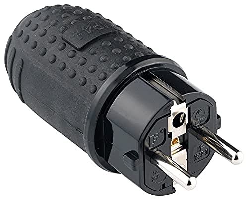 Vimar 0P00261 Spina 2P+T 16 A 250 V~, Combinata Standard Tedesco E Francese, Ip44 Protezione Contro Gli Spruzzi D'Acqua, Nero
