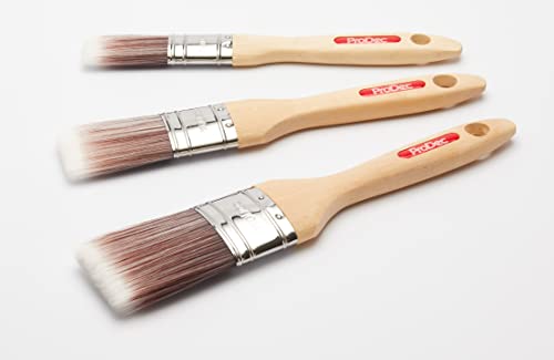 Prodec Premier Oval Trade - Set Di 3 Pennelli Sintetici Professionali Ideali Per Dipingere Battiscopa, Architrave E Altre Superfici Curve O Modellate,