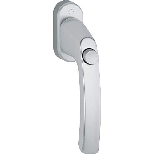 Hoppe 11715133 Maniglia Per Finestra Liege – Con Pulsante, Vk 7 X 43, Argento Anodizzato, Silber Eloxiert