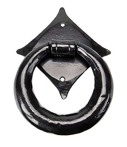 The Anvil Handmade - Pomolo Per Bussare Alla Porta, Con Anello, 12 Cm Nero