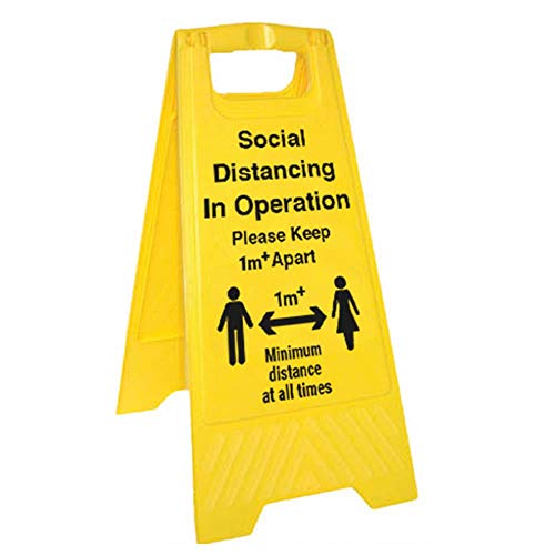 V Safety Af033Au-Af Vsafety Social Distancing In Operation – 300 Mm X 620 Mm – Cartello Da Pavimento A Doppia Faccia, 300 X 620