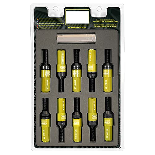 Omp Speed - Set Di Viti Performance Con Protezione In Alluminio, M14X1.25, Hex: 17-19, L: 28 Mm, Colore: Giallo