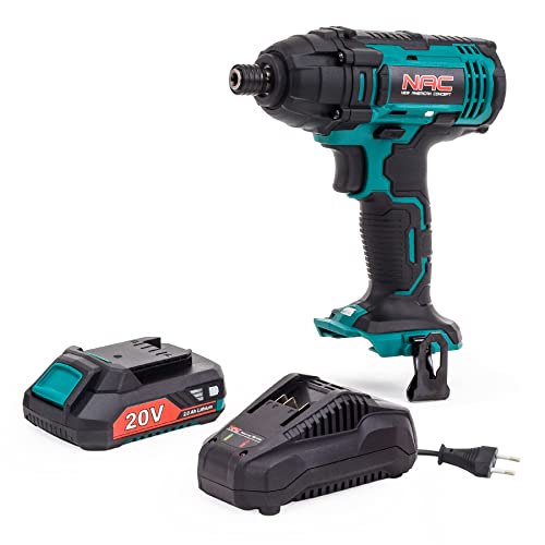 Nac New American Concept Avvitatore Ad Impulsi A Batteria Id-Li-St-20V, Coppia Elevata Dell'Avvitatore Di 180Nm, Verde, Luce Led Integrata, Set Con Ba