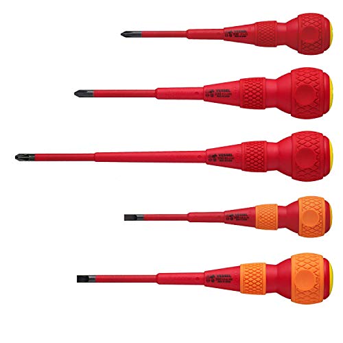 Cacciavite Ball Grip Vde (Isolati) Pozidrive/Plat, Set Da 5Pz