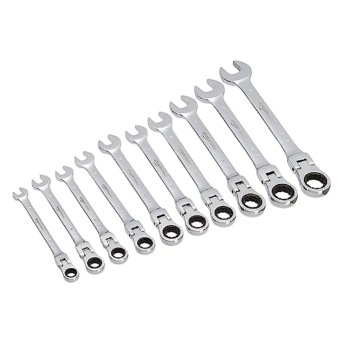 Amazon Basics - Set Di Chiavi Inglesi A Cricchetto, Flessibile, 10 Pezzi