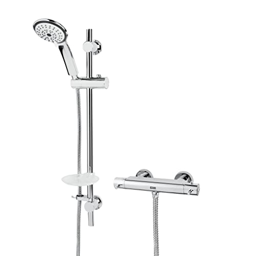 Bristan Pm Shxmmctff C Prism Cool Touch Bar Mixer Con Saliscendi Regolabile Multi Modalità Portatile E Fissaggio Rapido A Parete, Finitura Cromata