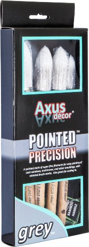 Axus Décor - Set Di 4 Pennelli Di Precisione Appuntiti, Colore: Grigio