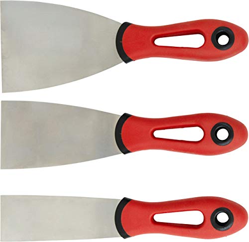 Connex Coxt880330 - Set Di 3 Spatole Da Pittore, 40 Mm, 60 Mm E 80 Mm, Manico E Lama In Acciaio Inox, Per Stuccare E Raschiare Vernice O Carta Da Para
