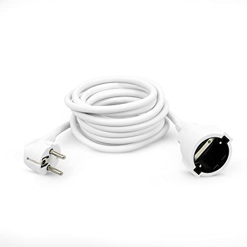 Garza 430006 Cavo Prolunga Di Corrente Domestico Da 3 Metri, Bianco, Con Messa A Terra Fino A 16 Ampere (3680W), 3 Metros
