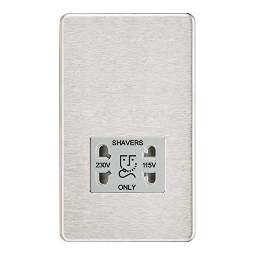 Knightsbridge Sf8900Bcg Senza Viti 115/230 V Doppia Tensione Inserto, Cromo Spazzolato/Grigio, Shaver Socket