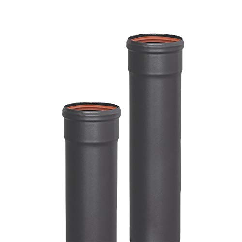 S & M 485503 Tubo Smaltata M-H Resiste Fino A 850 °C-Ø 80 Mm-0,25 Metri Per Guida Di Fumi Di Stufe E Camini Di Grigio, Nero