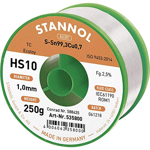 Stannol 535768 - Filo Per Saldare, 1,0 Mm, 250 G, Senza Piombo