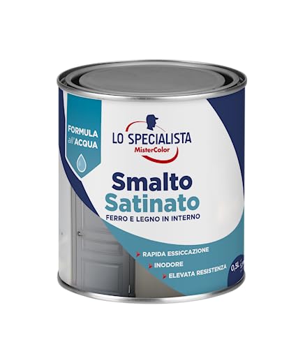 Lo Specialista Mistercolor Smalto Acqua Satinato, 0,5L, Grigio Scuro