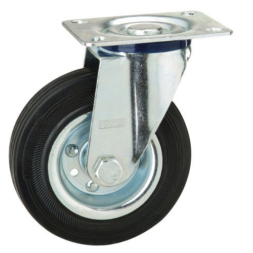 Wolfpack Linea Profesional 11110023 Rueda Industrial Goma Negra Placa 125 Mm, Cranberry