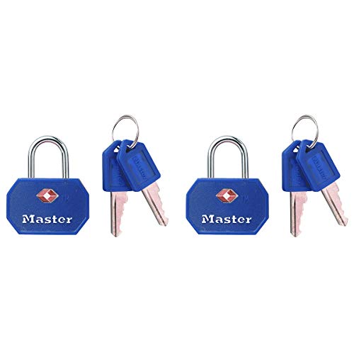 Master Lock 4681Eurtblr Confezione Da 2 Lucchetto Per Bagagli In Alluminio Approvato Dalla Tsa, Blu O Rosso, 4 X 3 X 2.2 Cm