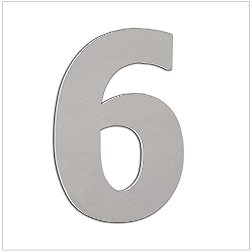 Evi Herrajes | Numero Adesivo Per Case In Acciaio Inossidabile | Nº 6 | 120 Mm | Per Muri, Facciate, Portoni O Porte | Per Esterni E Interni | Mod.064