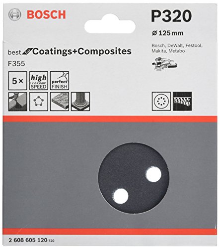 Bosch Professional 2608605120 - Lija Excéntrica F355: 125Mm 8P. G320 X5
