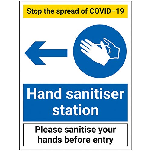 V Safety Cv289Bc-S Vsafety Stop The Spread-Sanitizzatore A Mano Sinistra-300 X 400 Mm-Vinile Autoadesivo, 300X400Mm
