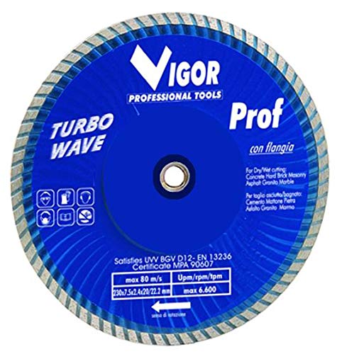 Vigor 5281725 Dischi Diamantati Turbo-Wave, Senza Flangia, Prof Blu