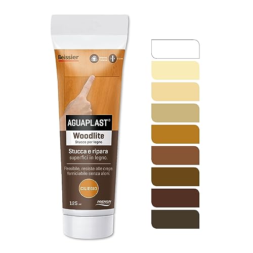 Aguaplast Woodlite Stucco Per Legno Colorato. Fibrato, Resiste Alle Dilatazioni Fino Al 20%. Ideale Per Buchi E Crepe In Mano Unica Senza Ritiro. Cili