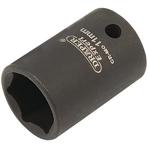 Draper, 5016, Expert 05016 Square Drive Hi-Torq 6 Point Socket Impact, 11 Millimetri 1/4 Di Pollice